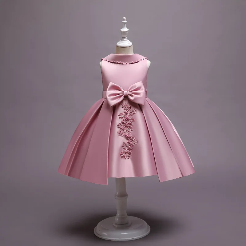 

Children White Wedding Bridesmaid Girls Dress Birthday 2 10 Years Beading Ball Gown Bow Princess Party Prom Dresses Kids Clothes