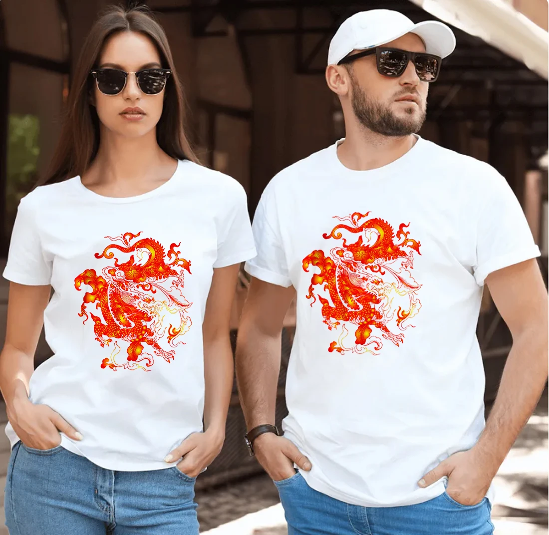 

YRYT New Summer Fashion Women's Short-sleeved Top Chinese Dragon Print Women's T-shirt