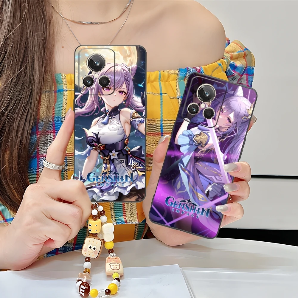 Genshin Impact Keqing мобильный телефон для Realme GT 2 9i 8i 7i Pro X50 X2 C35 C21 C20 C11 C3 черный мягкий