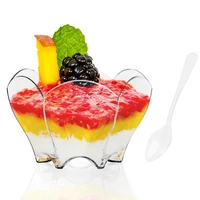 24pcs disposable dessert cups with spoon flower plastic mousse yogurt cup birthday party decoration for jelly pudding