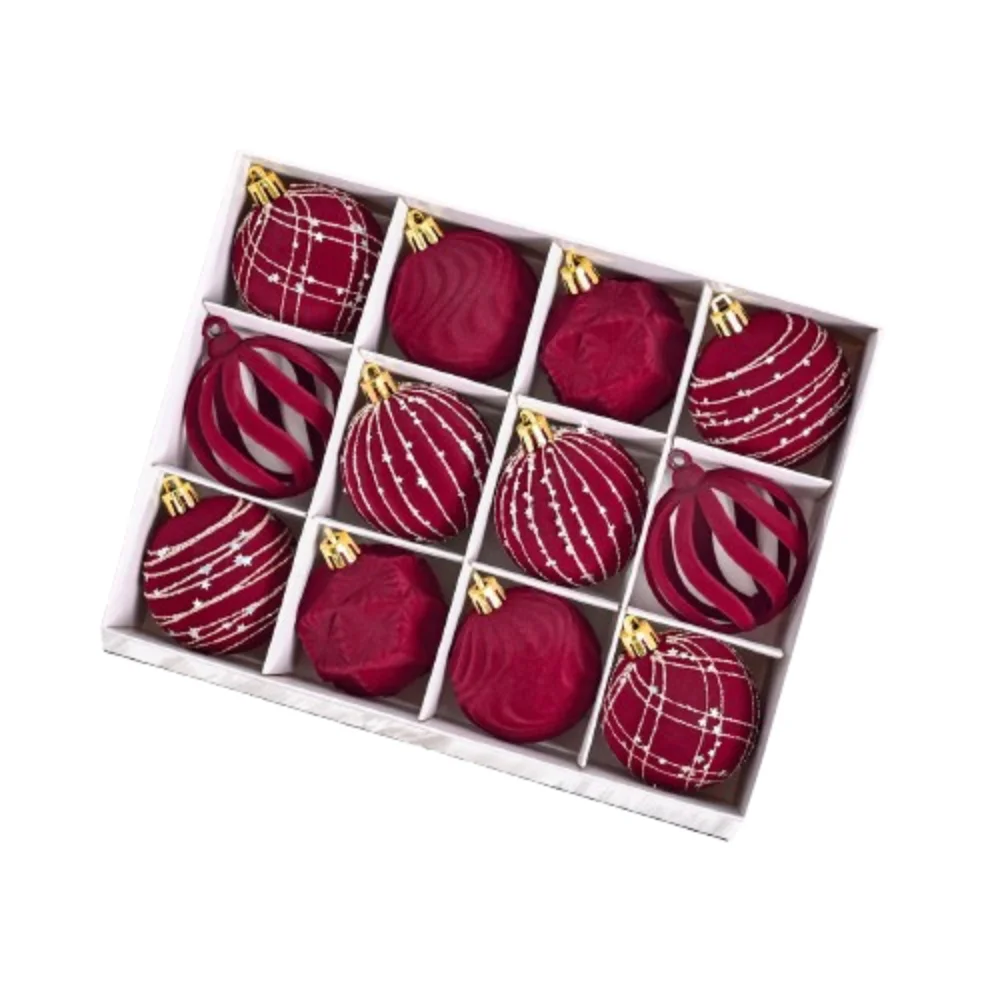 

Рождественские шары бархатные 12 шт.