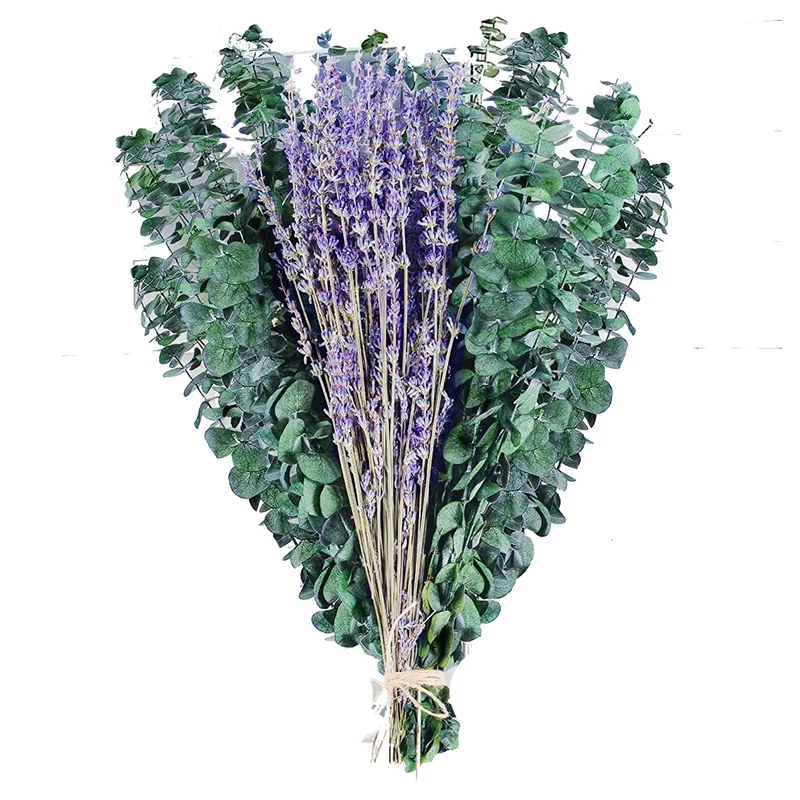 

15 Pcs Dried Preserved Eucalyptus Stems & Lavender Flowers Bundles For Shower, 17In Eucalyptus Leaves Stems Shower Plant