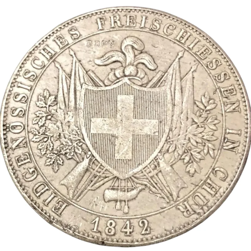 

Серебряная копия монеты 1842 Switzerland 4 Franken Shooting Festival-Chur