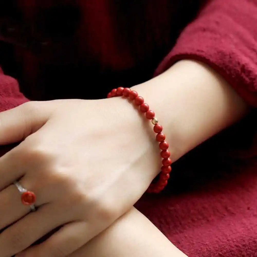 

Beautiful Natural 6MM Cinnabar Beads Lucky Bracelet Colorful Buddhism Inspiration Elegant Spirituality Elegant spread Bless