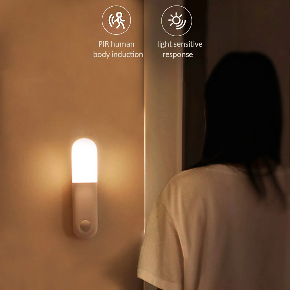 

Hallway Motion Induction Led Night Light Stairs Aisle Sensor Bedside Wardrobe Home Induction USB Rechargeable Lights