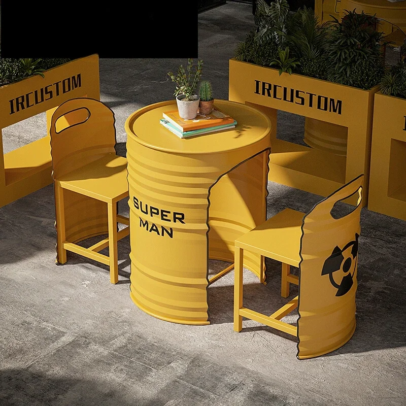 Уличный железный стол и стулья комбинация для барбекю кофейни креативный