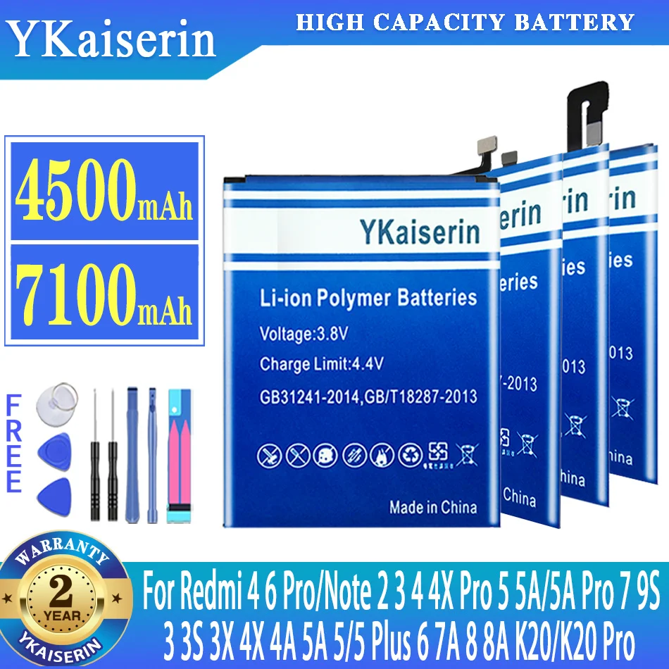 

YKaiserin Battery For Xiaomi mi Redmi MIX MAX Note 2 2S 3 3S 3X 4 4X 4A 5 5A 5X 6 7 7A 8 8A 9 A2 Pocophone F1 Pro Plus Lite
