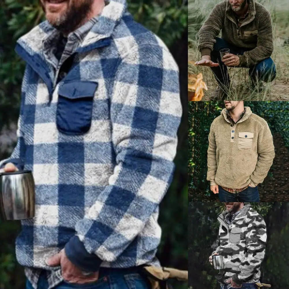 

Trendy Sweatshirt Plush Cold Resistant Casual Turn-down Collar Fluffy Pullover