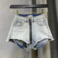 low waist sexy womens jeans shorts 2022 summer new fashion denim broken hole zipper splicing ladies skinny super short jeans