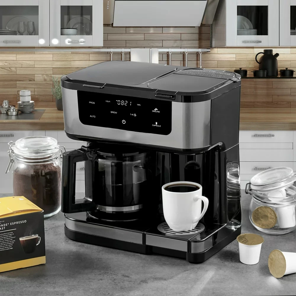 

Side Single Serve or 12 Cup Coffee Maker, Black