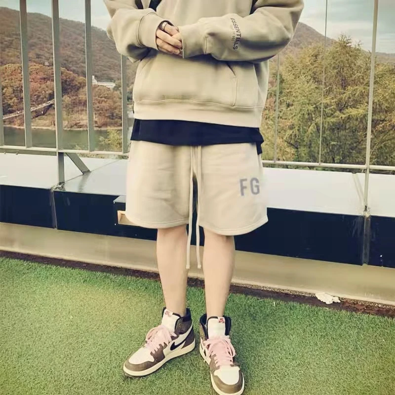 KANYE WEST primavera e verão nova marca de moda rua ESSENTIALS 1:1 FG impressão letras shorts cintura elástica masculina calças femininas soltas