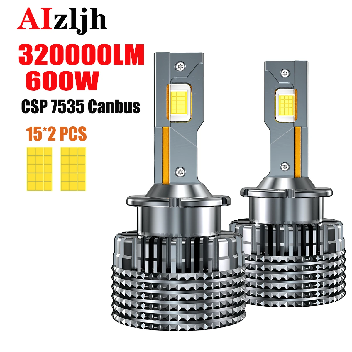 

AIZLJH 600W 6000K D1S D2S D3S D4S 320000LM Car LED Headlight D8S High Bulb Lamp Headlamps 12V Double Copper Tube CSP 7535 Canbus