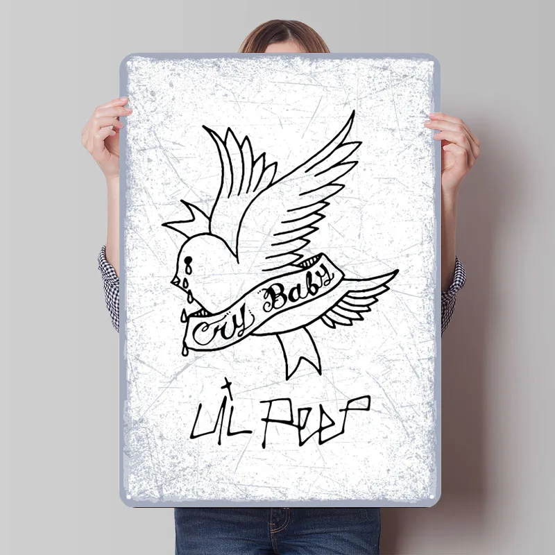 Lil Peep Плакат Рок Рэп Певец Металлические Вывески Современное Украшение Дома