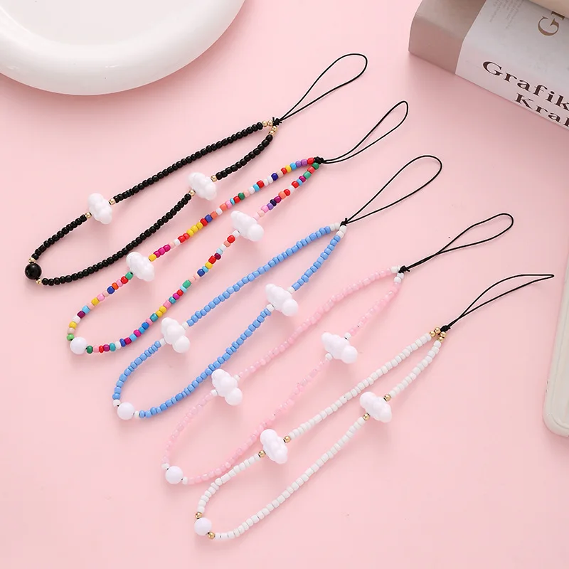 Цепочка для мобильного телефона из облачного бисера красочная цепочка на