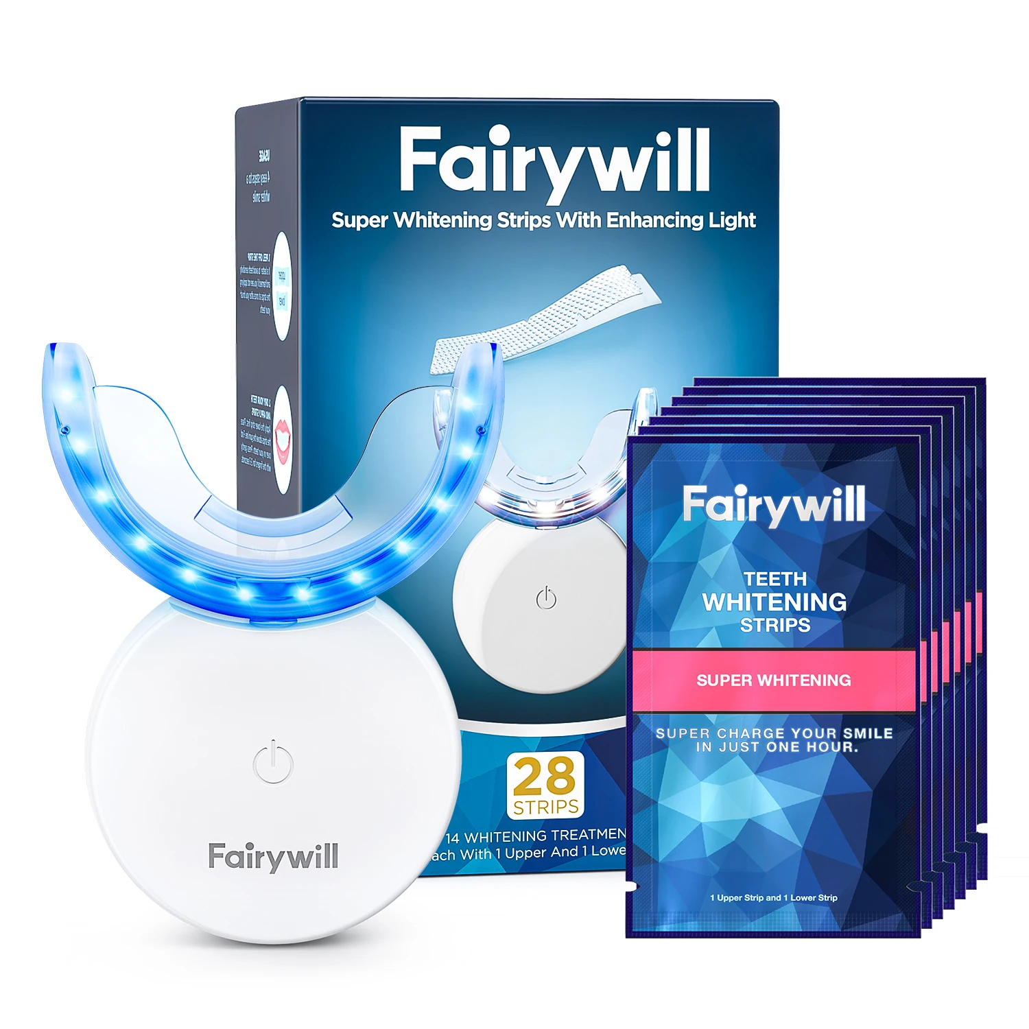 

Fairywill U Shape Gel Teeth Whitening Strips Set Silicone Sonic Tooth Cleansing Brush Intelligent Oral Care Device Dental White