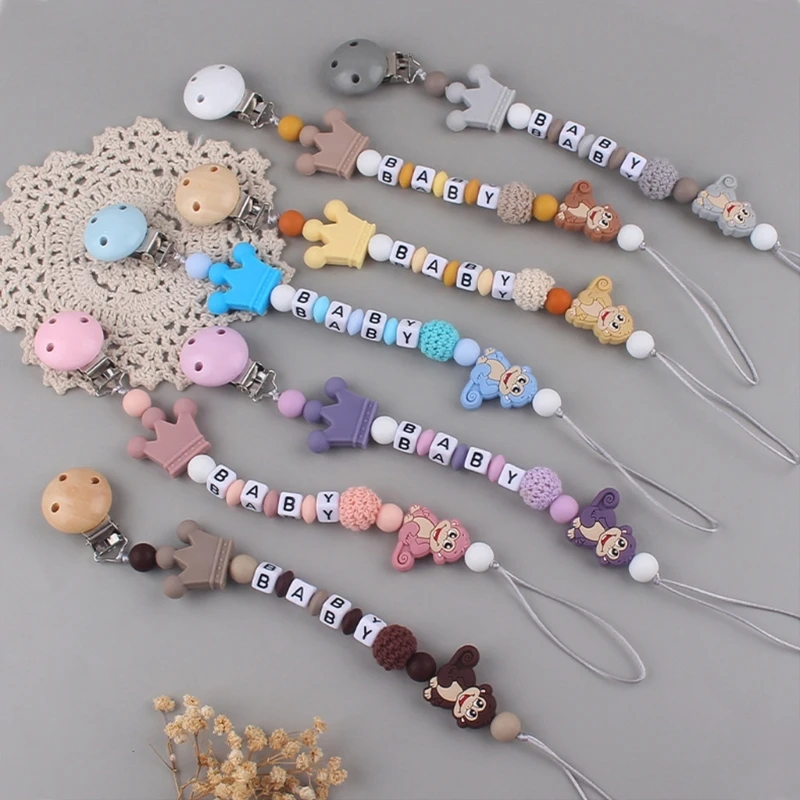 

K5DD милый силиконовый зажим для соски мультяшный держатель для соски-цепочка для маленьких мальчиков и девочек