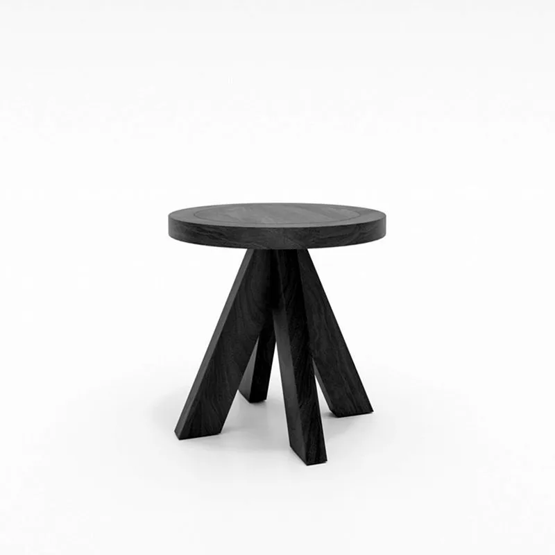 Круглый Маленький журнальный столик из массива дерева в скандинавском стиле