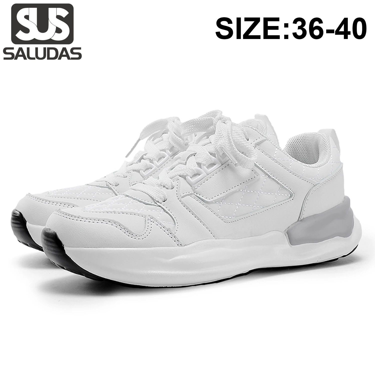 SALUDAS Casual Sneakers Women Tennis Shoes Light Breathable Thick Soled White Sneakers Winter Sports Shoes for Women