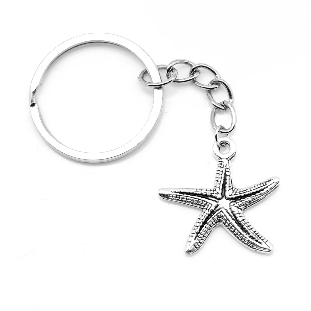 

1pcs Antique Silver Color 25x26mm Starfish Keychain Handmade Jewerly Diy