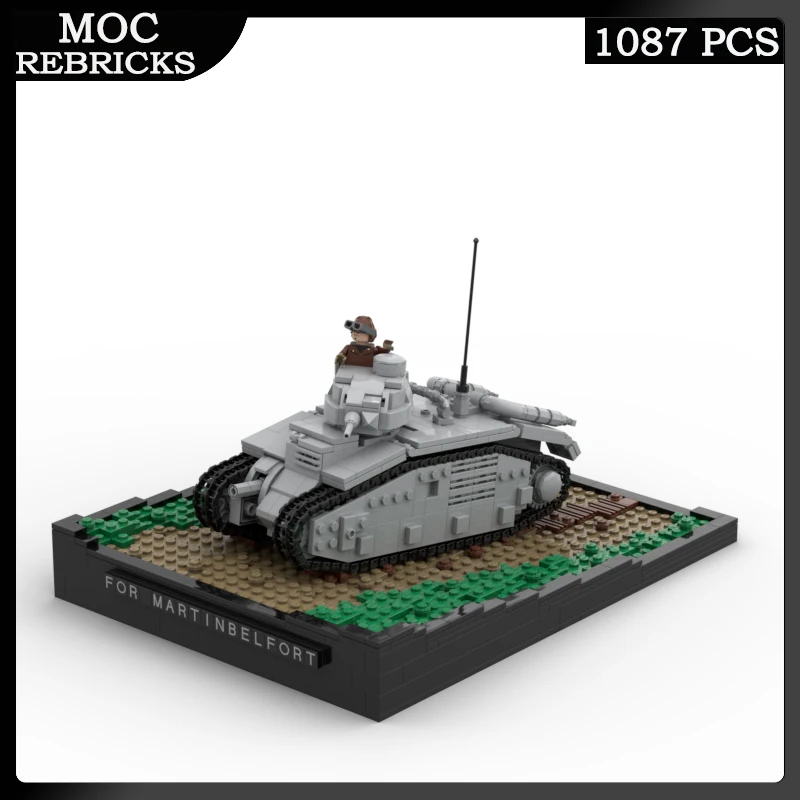 

France WW II Military Series Char B1 Heavy Tank Weapons MOC Building Block Personnel Carrier Toys Educational Brick Kid's Gifts