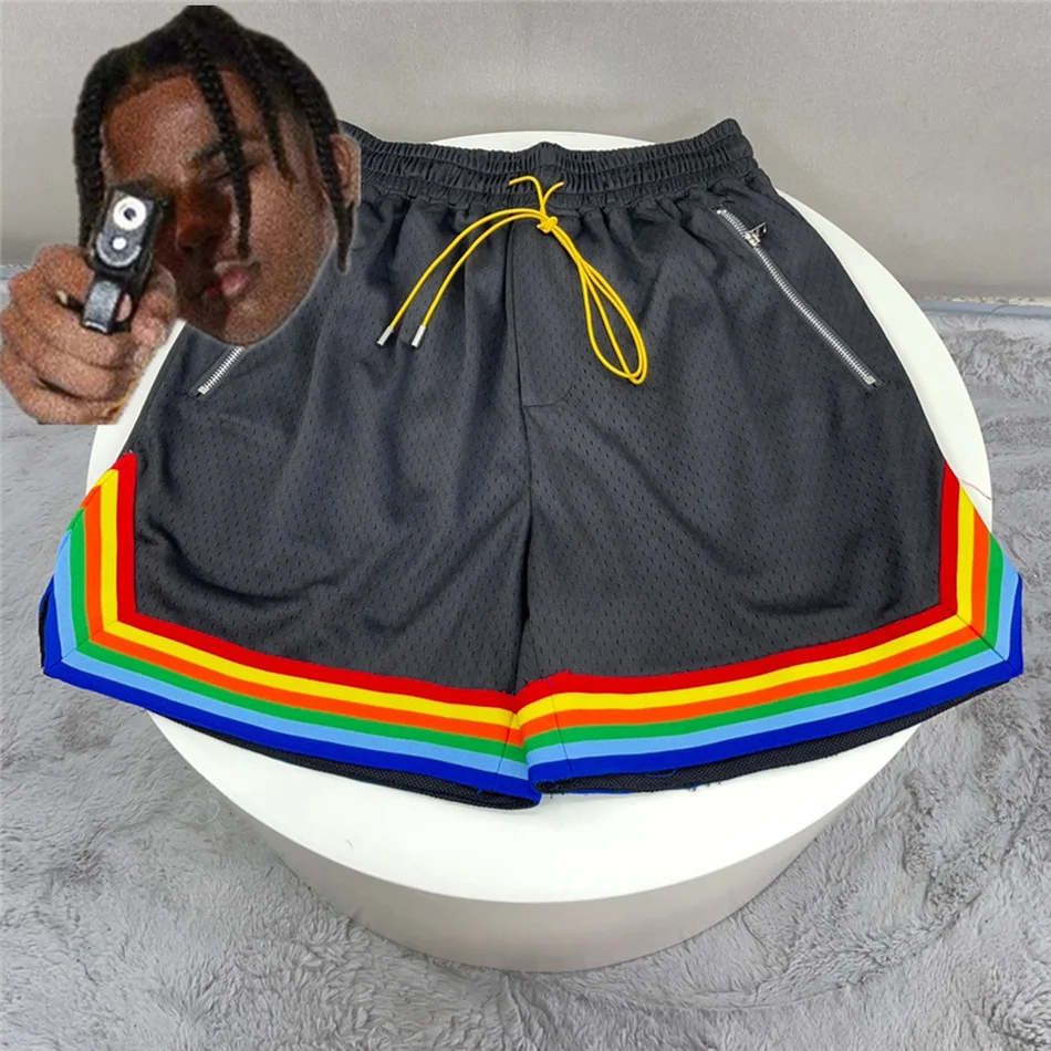 

Бриджи для мужчин и женщин, сетчатые, радужные, желтые, в полоску, ревень