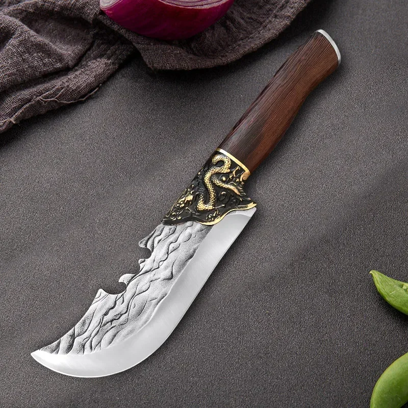 Кованый нож для мясника нож-тесак из нержавеющей стали деревянная ручка кованый