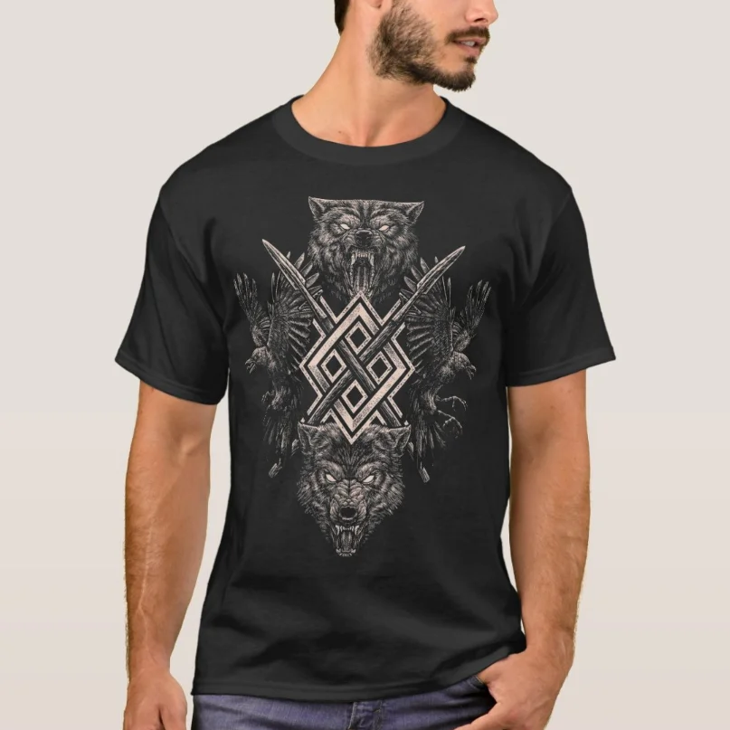 

Odin Raven Wolf Viking Tattoo T-Shirt Short Sleeve Casual 100% Cotton O-Neck Summer Mens T-shirt Size S-3XL