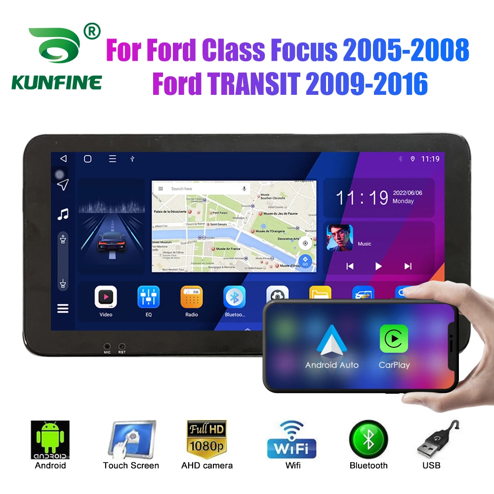 

10,1-дюймовый автомобильный радиоприемник для ford Class Focus05-08/TRANSIT 09-16 2Din Android Восьмиядерный автомобильный стерео DVD GPS плеер QLED экран Carplay