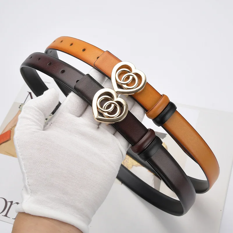 

Двусторонние ремни из натуральной кожи для женщин, декоративный ремень с пряжкой в форме сердца для юбки, модные Универсальные ремни высокого качества
