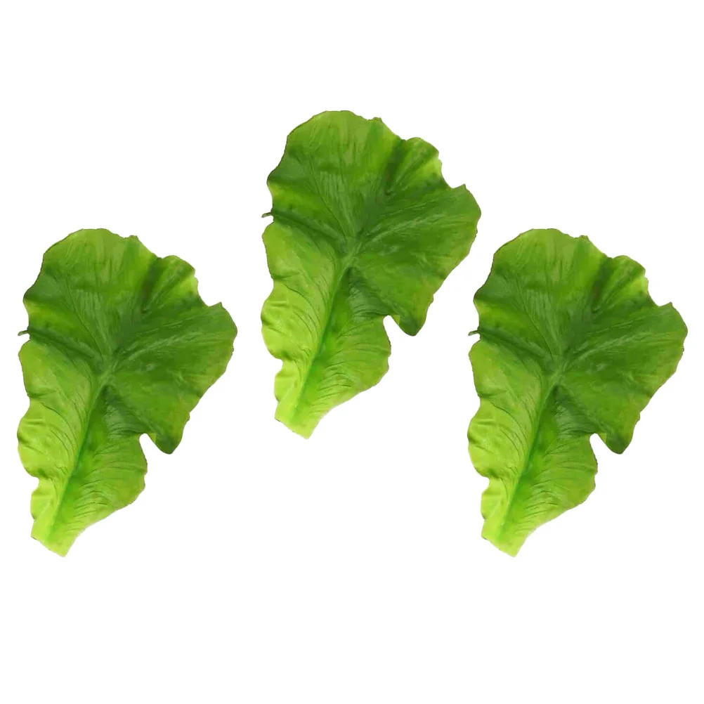 

3 Pcs Home Furnishings Artificial Vegetable Leaves Lettuce Toy 16X11CM Simulation Green Pu Lifelike Adornments Faux Child