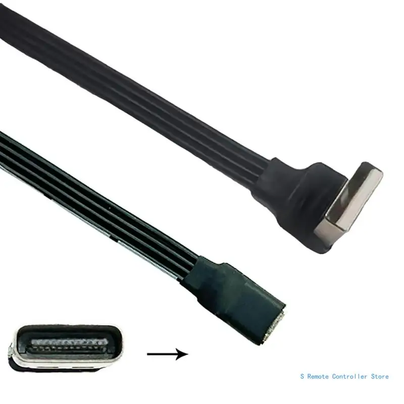 Гибкий плоский силиконовый кабель типа C мама к USB-кабелю папа с изгибом 90
