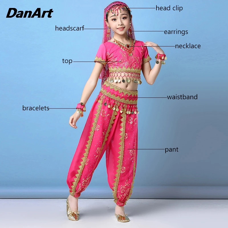 Новые детские индийские костюмы для танца живота комплект одежды Болливуда