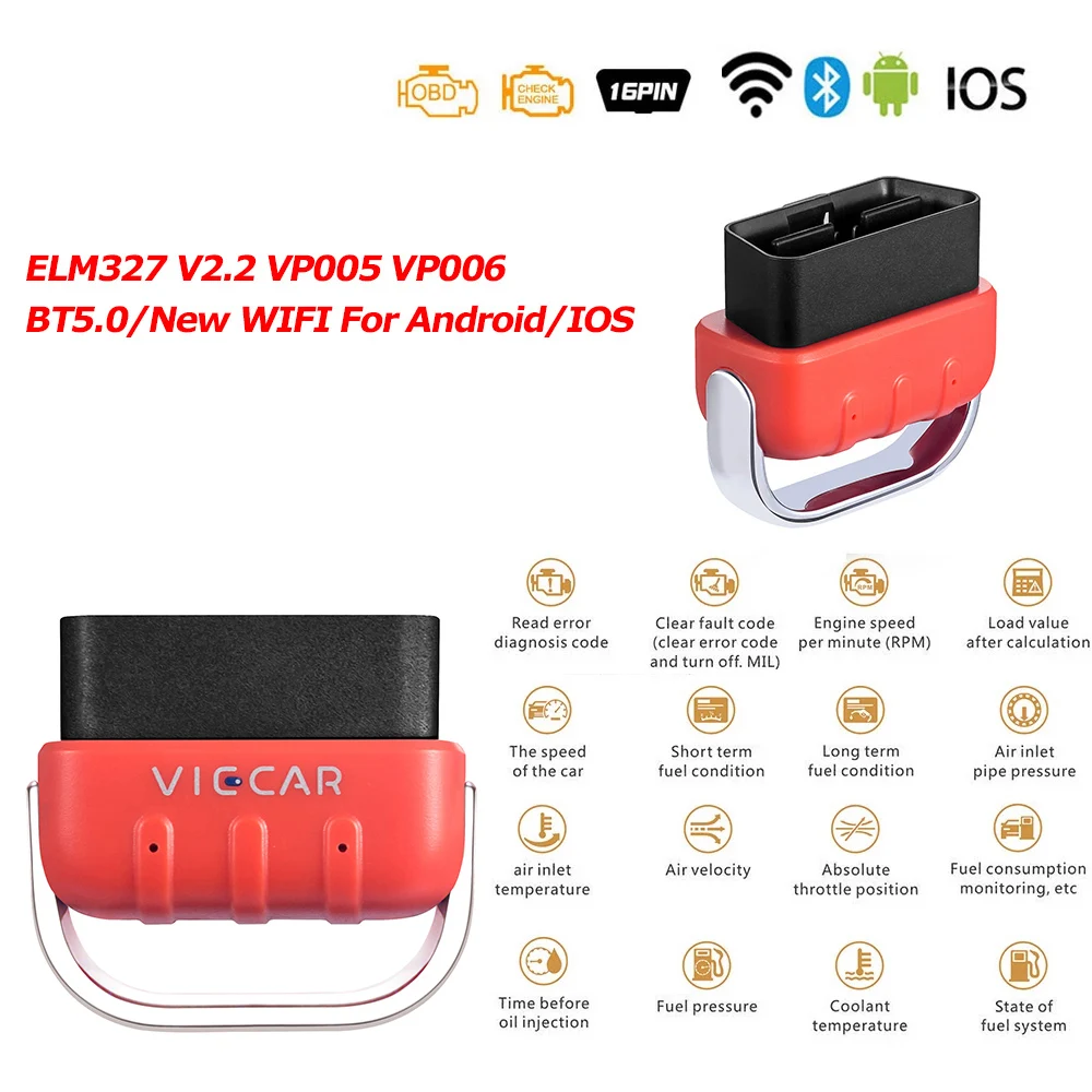 

MINI OBD2 V2.2 Bluetooth 5.0 Scan Tool for Android/IOS PIC18F25K80 WIFI OBD2 Scanner Auto Tools Car Diagnostic Tool