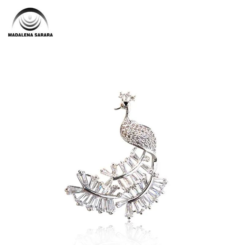 MADALENA SARARA AAAA Цирконий и кристалл инкрустированная жемчугом брошь гол покрытая медь Павлин Стиль тонкая Брошь булавка для женщин ювелирные изделия