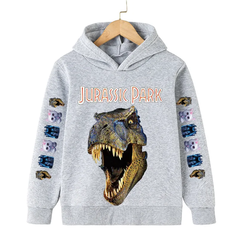 

4-14 Years Kids Dinosaur Hoodies Jurassic World Dominion Autumn Teenagers Sweatshirt For Boys Girls Children Fashion Clothing