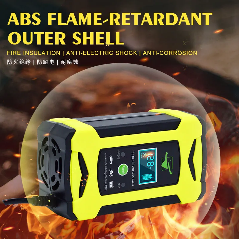 

12V 6A Авто Мощный импульсный инструмент для ремонта с ЖК-дисплеем свинцово-кислотный для автомобиля мотоцикла интеллектуальное зарядное устройство