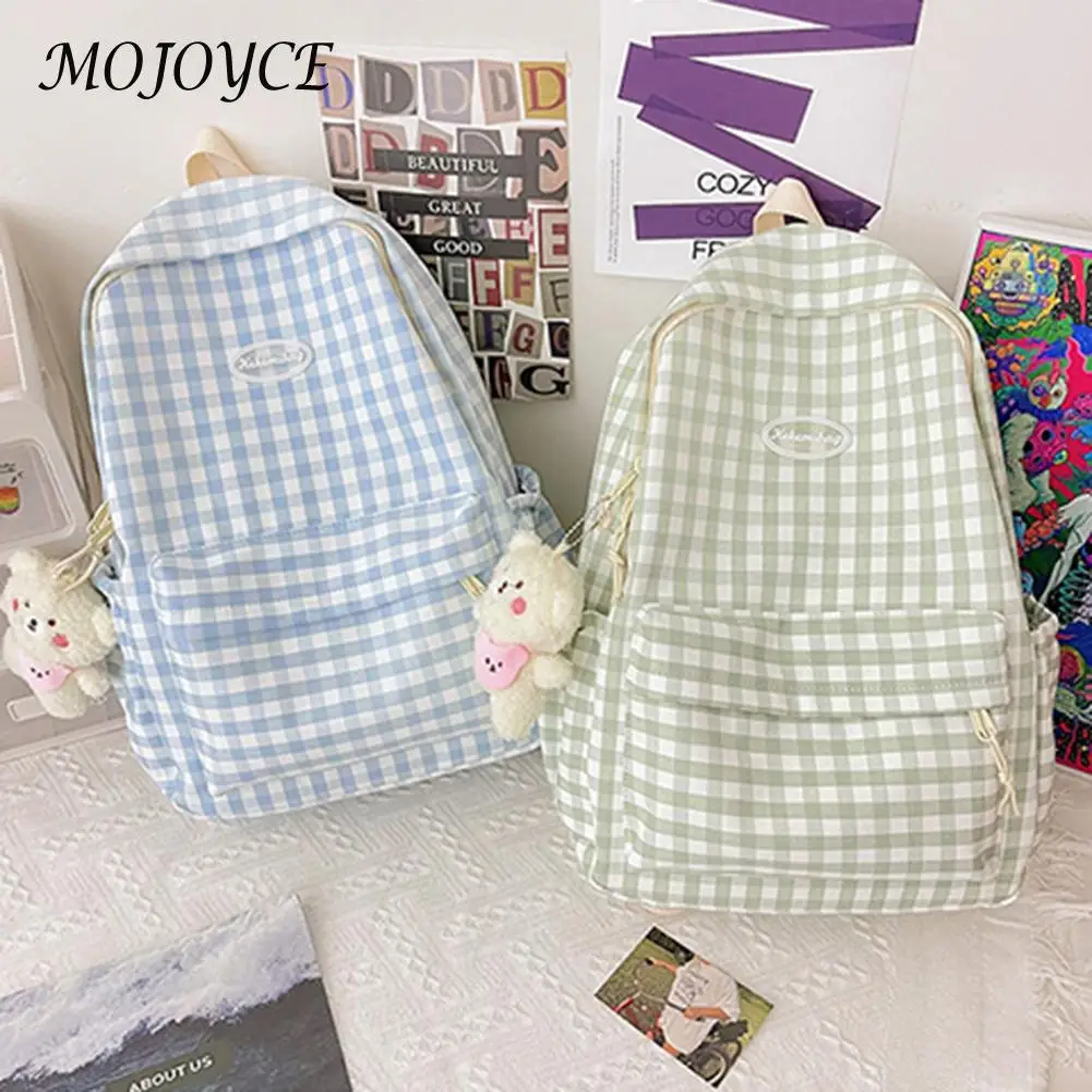 

Stylish Women Backpack Preppy Style Lattice Pattern Nylon Handbags Leisure Student School Large Knapsacks Backpacks