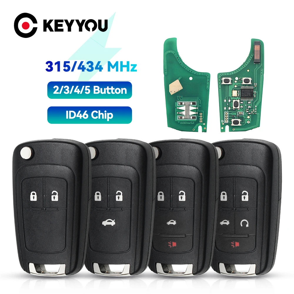 Дистанционный ключ KEYYOU для Chevrolet Cruze Malibu Aveo Spark Sail 2/3/4/5 кнопки 433 МГц чип HU100 |