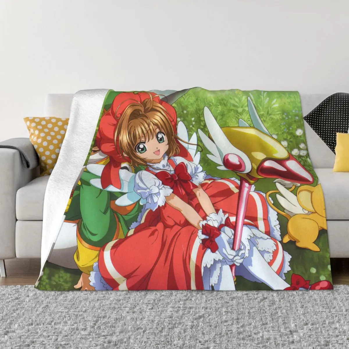 

Cardcaptor Sakura Shaoran Blanket Fleece Warm Cute Cartoon Anime Throw Blankets for Home Couch Bedspread