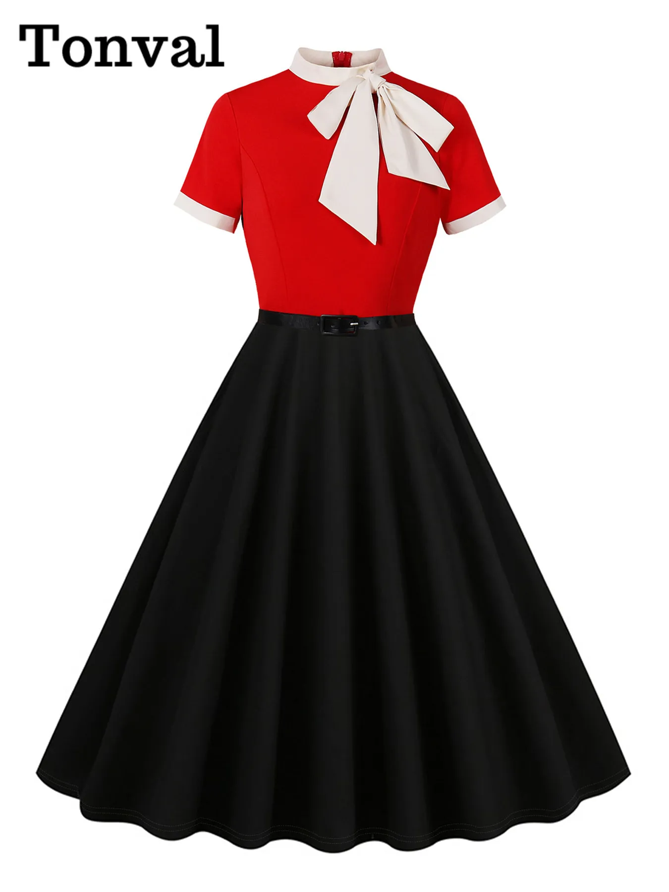 Tonval с бантом и вырезом двухцветные лоскутные женские винтажные летние свободные