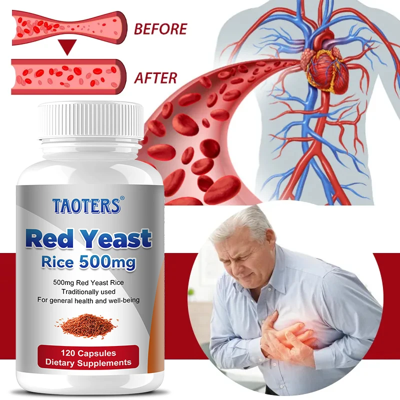 

Taoters Red Yeast Rice 500mg Antioxidant Help Reduce Blood Lipids,Expand Blood Vessels,Protect Heart Health,and Improve Immunity