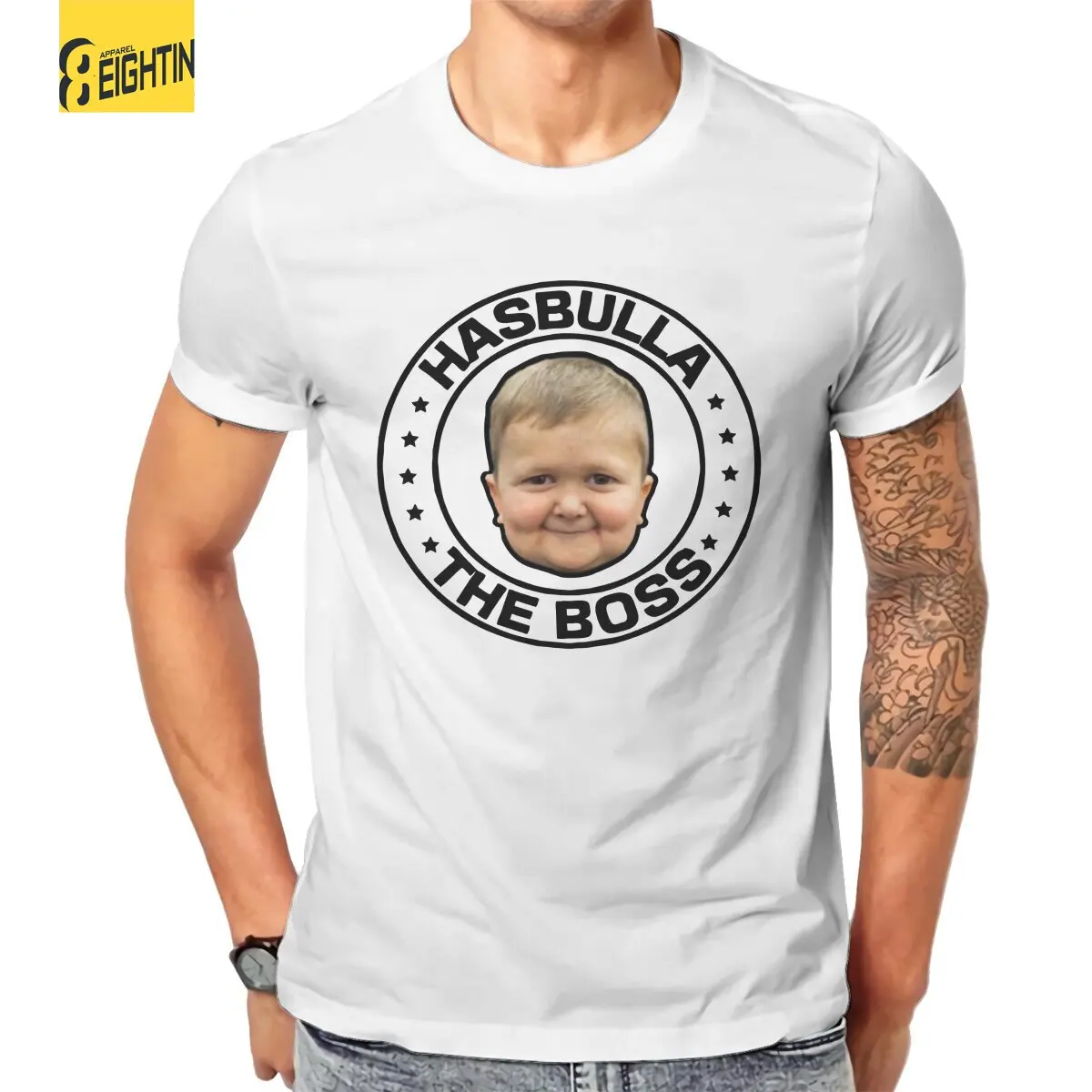 

Мужские футболки Hasbulla Magomedov The Boss, повседневные хлопковые футболки с коротким рукавом, мини Khabib blogg, футболка с круглым вырезом, женская одежд...