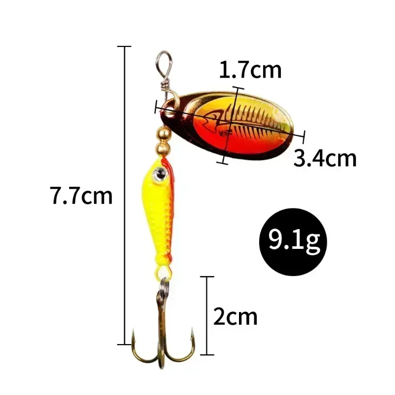 Girando-Metal Spinner Fishing Lures искусственный Жесткий Спиннер окунь щука тройной крючок