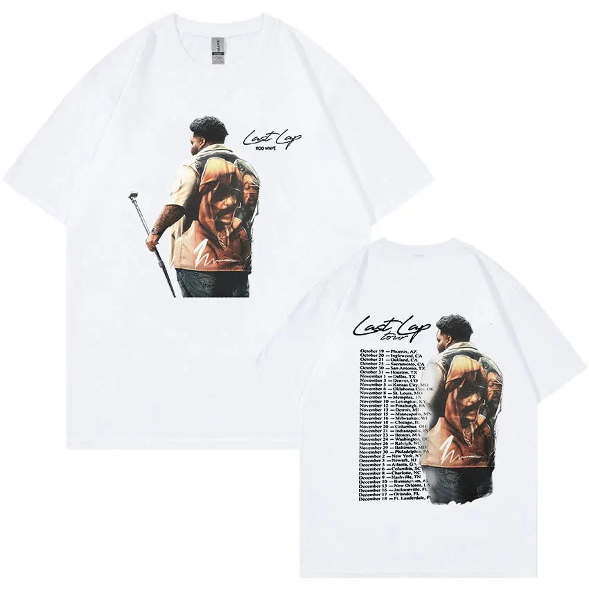 Rapper Rod Wave Last Lap Tour 2024 New T Shirts Men Retro High Quality Fashion T-shirt Hip Hop Oversized Cotton Tshirt Streetwea