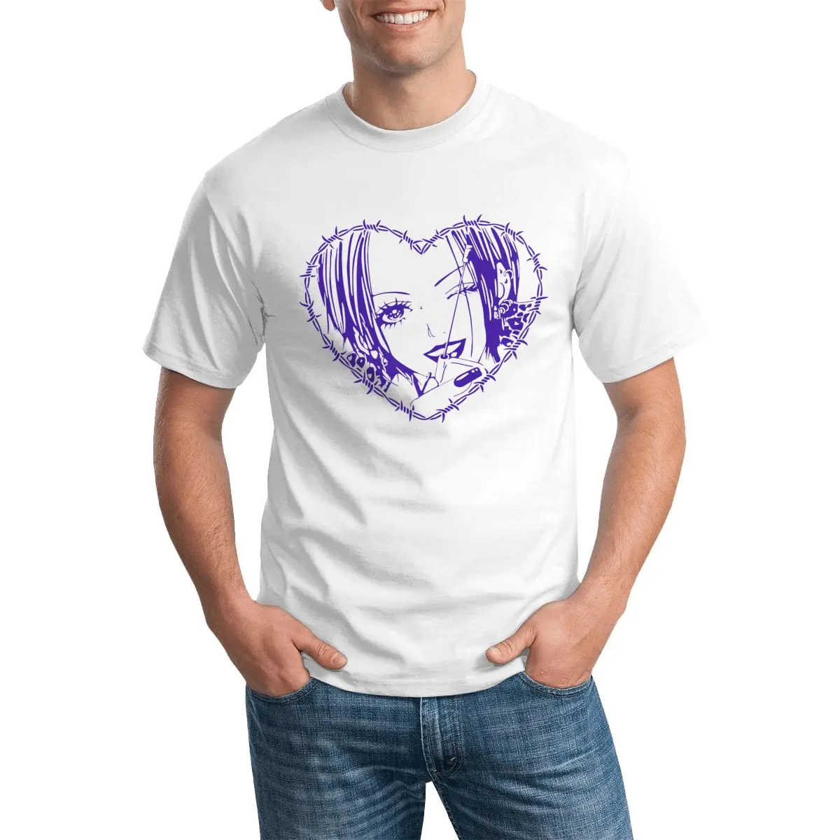 

Футболка с рисунком аниме Нана Осаки для мужчин и женщин, потрясающая футболка с зазубренным проводным сердцем и зазубринами, размеры 3XL, 4XL, ...