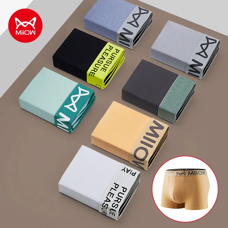 

MiiOW 3Pcs Cotton Soft Men's Panties Man Underwear Boxer Men Graphene Antibacterial Boxers Shorts Underpants 4XL