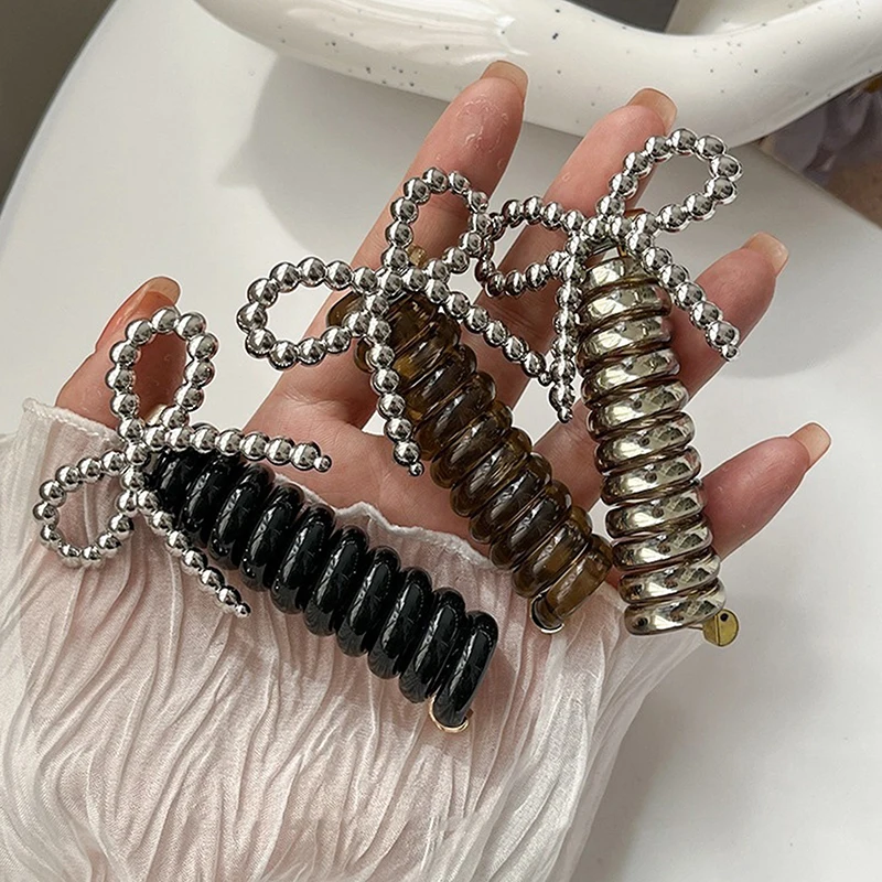 Модный бант из бисера телефонная проволока повязка для волос хвост коса