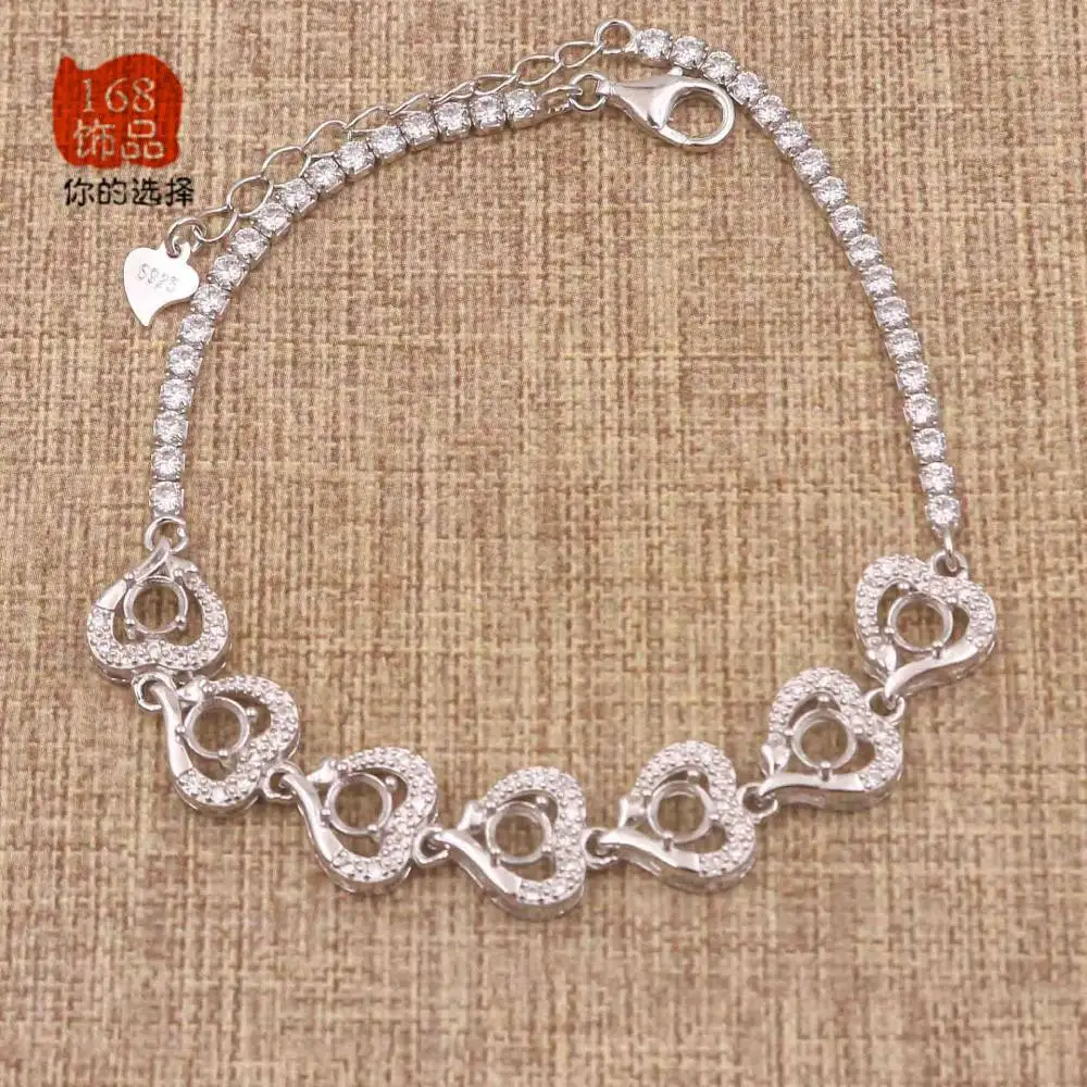 

Пустая основа для браслета из серебра 100% пробы с камнем 4 мм