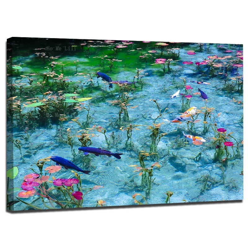 Бесплатная рыба Плавание Счапие в пруду есть много лотоса Стена гостиной