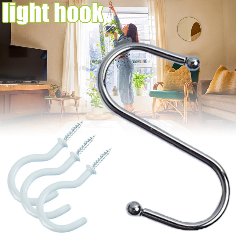 

Ceiling Hooks Screw-in Wall Hooks S Shaped Metal Hooks Multifunctional Hanger Hanging Storage Accessory for Lights nerg